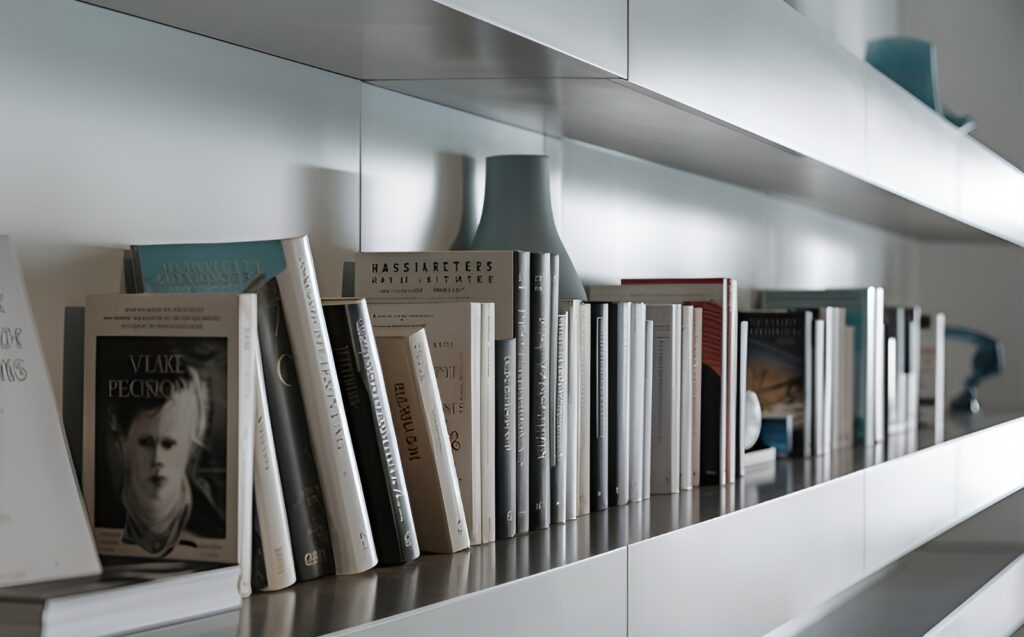 A captivating photo of a sleek and modern bookshelf