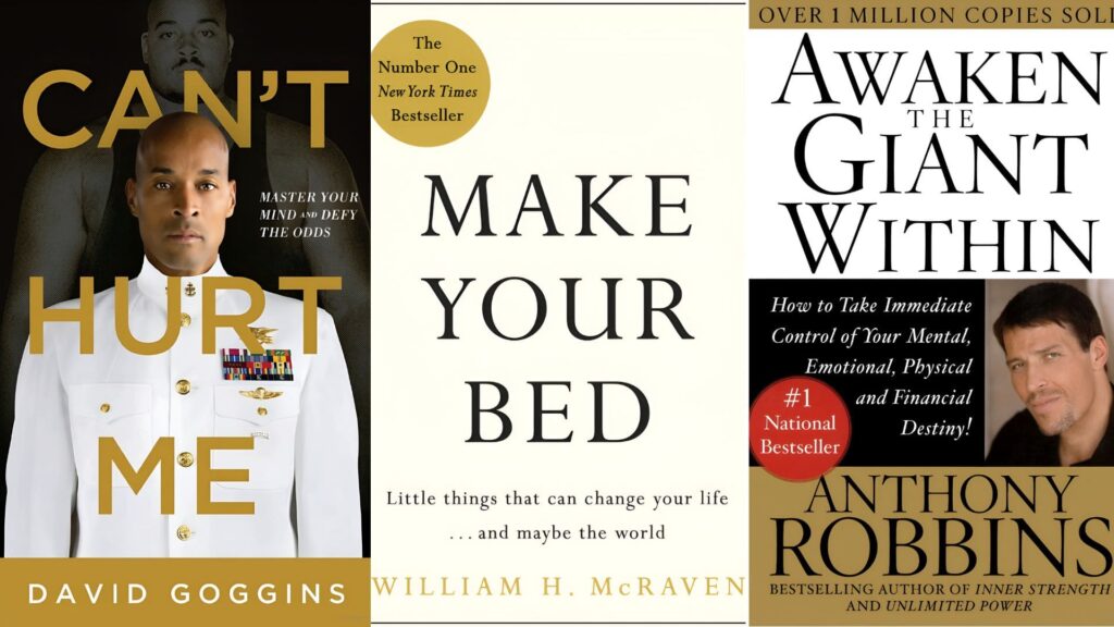 collage of three images of best motivational books